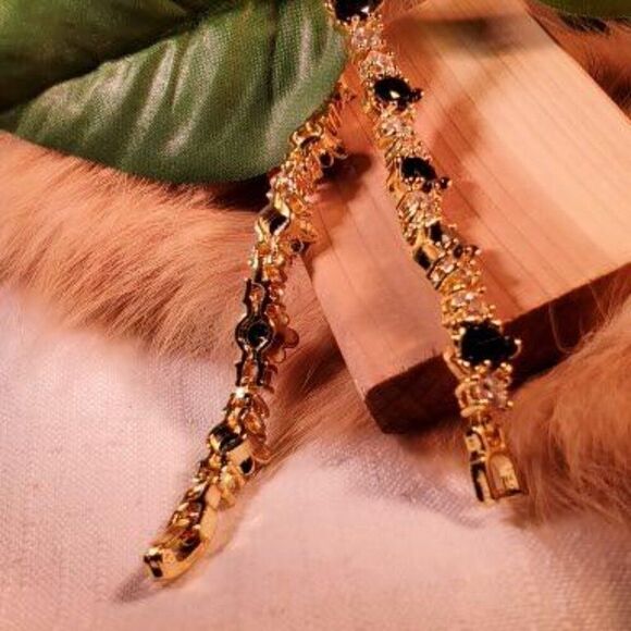 Elite New 14.95ctw Black Spinal & White Topaz Bracelet, 7.5 inches, - Picture 8 of 9